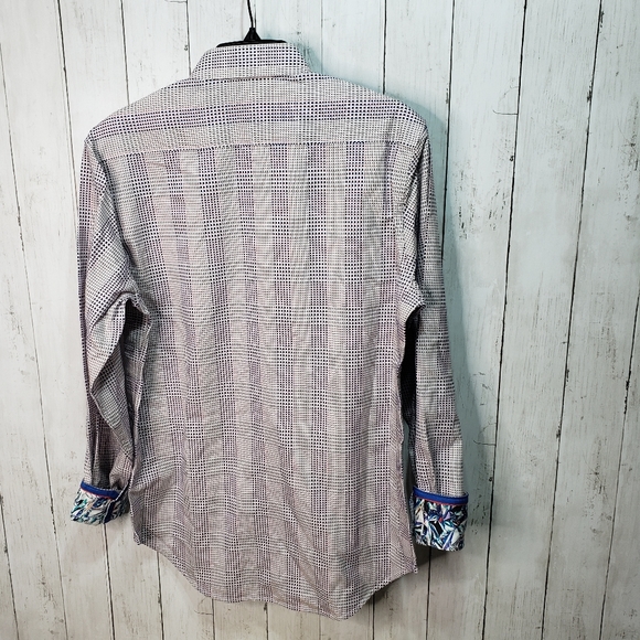 New! Robert Graham Men's Linear Brick Button Shirt Size Small Contrast Cuffs. - Picture 10 of 10